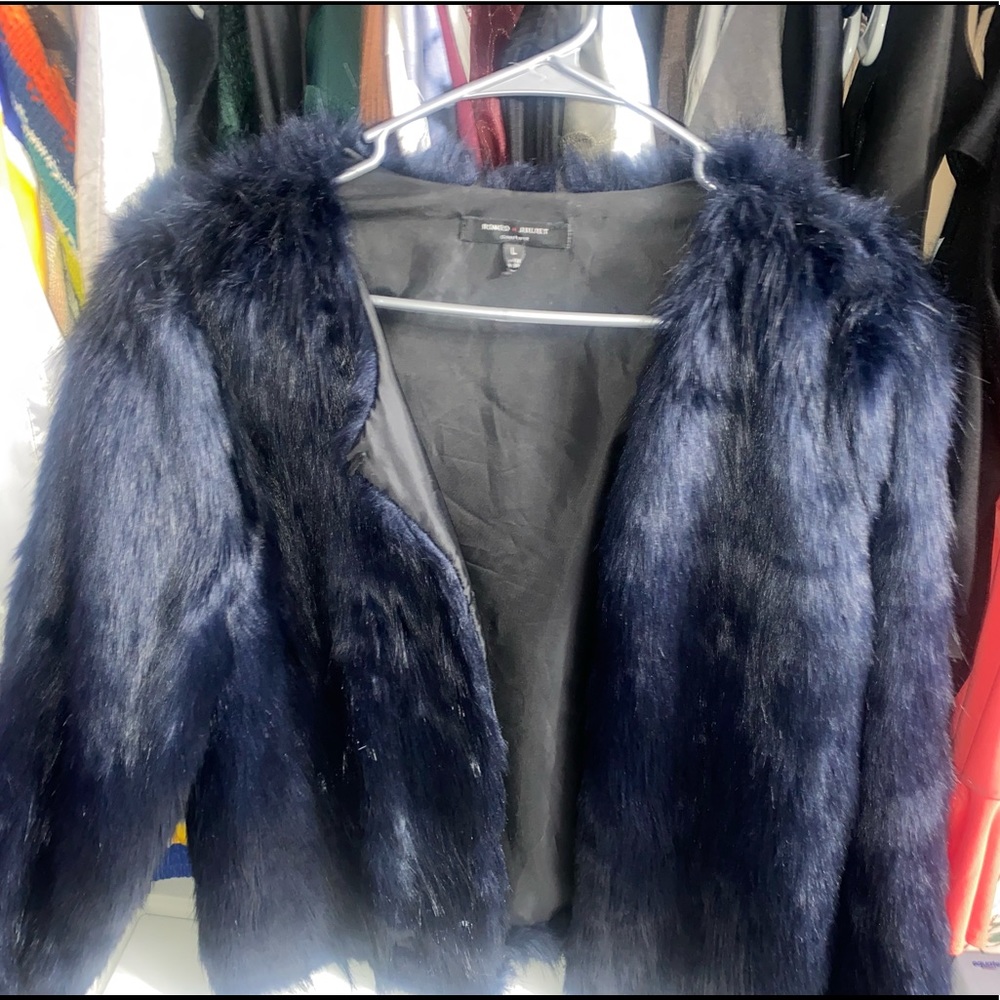 Romeo and Juliet Blue Faux Fur Coat